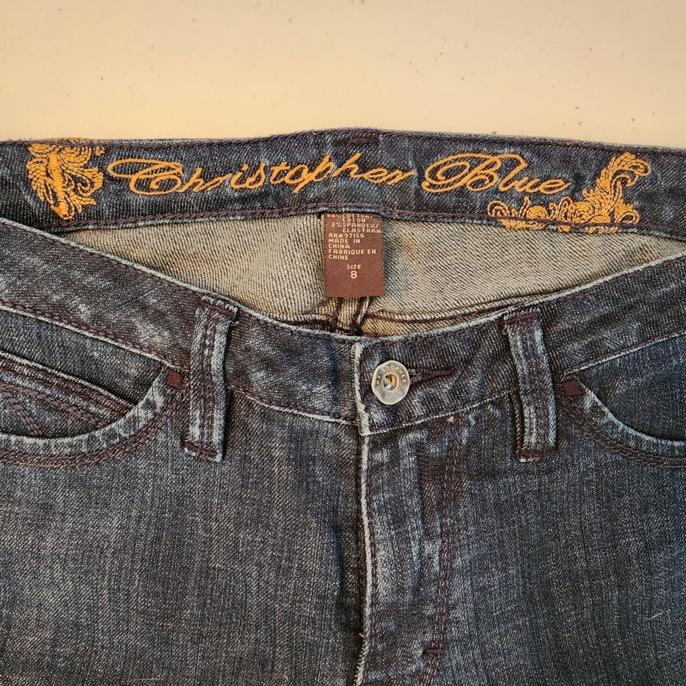 Christopher Blue Womens Dark Wash Straight Leg Jeans Size 8/29